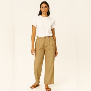 JOE FRESH Classic Tan Pleated Chino Pants 12